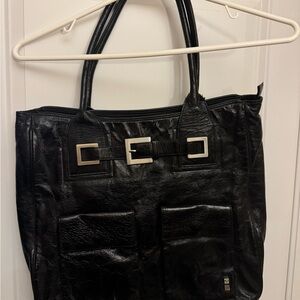 Elegant Black Leather Tote Bag